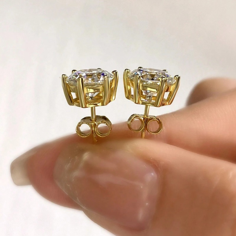 Women's 925 Sterling Silver Moissanite Stud Earrings, Exceptional Gift